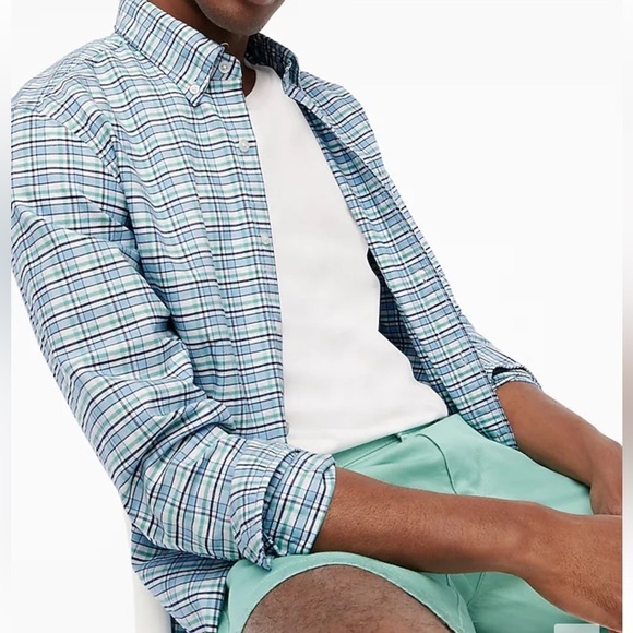 NEW J Crew Flex Oxford Classic Size M Button Up Shirt Long Sleeve Plaid - Picture 1 of 5
